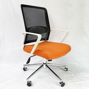 Silla de Oficina Giratoria Java XT01 HOGVP137, Silla Elevadora Minimalista con Cojín de Tela Naranja y Estructura Blanca para Hogar, Taller, Dormitorio - Product Image 3