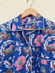 Ropa de dormir India hecha a mano de algodón 100% en elegante estampado floral estilo casual de lujo para vacaciones de otoño Primavera Verano suministro ODM - Product Image 3