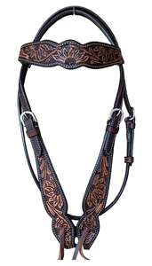 Elegante cabeza de caballo occidental Premium brida de cuero de vaca mecanizada a mano con patrón floral equipo de equitación para exportación de caballos - Product Image 4