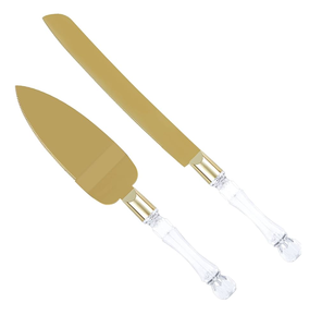 Outils de serveur de gâteau en laiton coupe-gâteau avec poignées en acrylique meilleure qualité ensemble de service de gâteau artisanat naturel poli brillant - Product Image 1