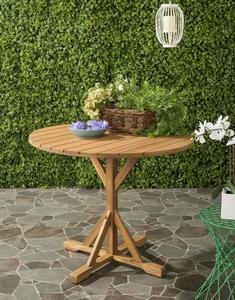 Modern Eco-Friendly Durable Round Slatted Top <b>Solid</b> <b>Wood</b> with Sturdy Central Support Base for Garden or Outdoor Decoration - Product Image 5