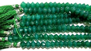 Cuentas facetadas Rondelle con forma de Dholki de ónix verde natural, hebra de 8 a 12mm, 9 pulgadas de largo - Product Image 3