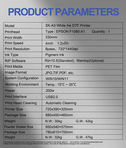 Stampante DTF Sunika SK-A3 Macchina DTF con Testine di Stampa Originali <span class=keywords><strong>Epson</strong></span> F1080 XP600 per T-shirt - Product Image 4