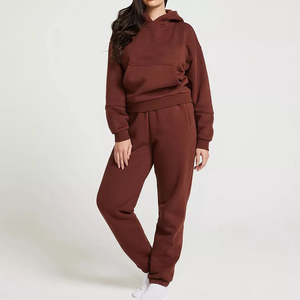 ชุดเสื้อฮู้ดผ้าฟลีซหนาของผู้หญิงชุดวอร์มกันลมสำหรับฤดูหนาวพิมพ์ลายสเวตเตอร์ปรับแต่งได้โลโก้ขนาดพลัสไซส์ - Product Image 1