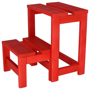 WELL HOME Sgabello a 2 gradini in legno con finitura rossa 32x23x40 cm - Product Image 1