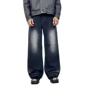 Streetwear Trousers Casual Denim Jeans Washed Fade Wide Leg Jeans for Men Baggy Pants Unisex Oversized Loose Denim Jeans Pants - Product Image 3