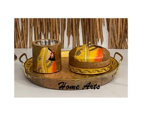 Quemador Bakhoor de madera de calidad de lujo con bandeja, vajilla de forma redonda, quemador de incienso con fragancia de Home Arts - Product Image 1