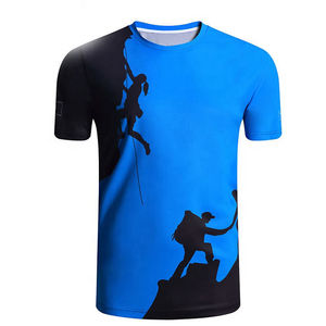 T-shirts pour hommes à manches courtes en polyester/coton tricoté respirant et durable, impression par transfert thermique sur toute la surface personnalisée - Product Image 2