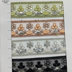 Vibrant and Detailed Colorful Floral Embroidered Lace <b>Fabric</b> With Intricate Patterns, Perfect for High-End Fashion - Product Image 1