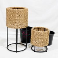 Ensemble de 2 pots à plantes en polyéthylène faits à la main, avec cadre en fer, couleur personnalisée, utilisation intérieure/extérieure, pots à fleurs durables et écologiques pour la maison