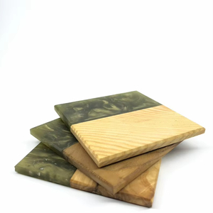 Leading Wide-Selling Wood and Resin Stone <b>Coaster</b> Set Premium Dinnerware Drink Mats for Tea, Coffee, and <b>Glass</b> Holder Tabletop - Product Image 1
