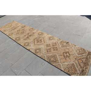 Alfombra Vintage de 2.5x10.8 pies, Alfombra Turca Marrón Sólida - Product Image 2