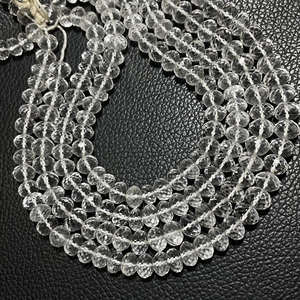 Cristal blanc calibré en usine Quartz à facettes Rondelle forme Briolette perles pour fournitures de bijoux - Product Image 3