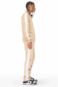 Survêtement à fermeture éclair imprimé vintage pour hommes, jogging respirant à manches longues avec bandes latérales, survêtement thermique de gymnastique d'hiver grande taille - Product Image 2