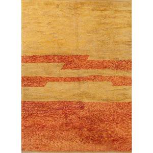 Tapis en laine noués à la main Zuri, rayures rouges et oranges, motifs abstraits et de couloir, rectangulaire 9x12 pour entrée et salon Pae-4509 - Product Image 1