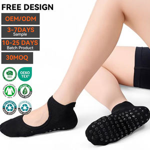 Calcetines de Yoga Antideslizantes para Mujer con Logotipo Personalizado OEM, Calcetines Deportivos de Diseño para Pilates, Entrenamiento en Interiores, con Agarre de Silicona y Algodón - Product Image 1