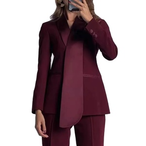 Conjuntos de pantalones de oficina sueltos de moda para mujer, chaqueta de manga larga transpirable elegante de 2 piezas con conjunto de Pantalones anchos de cintura alta 2026 - Product Image 2