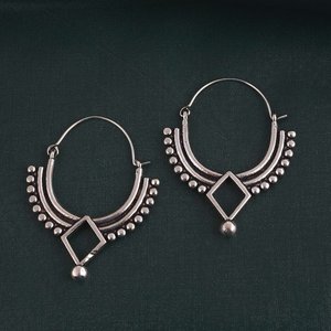 Pendientes de aro afganos chapados en oro chapado en rodio étnico geométrico pequeño rústico Yoga Hippie Gypsy Boho Bohemian Festival - Product Image 5