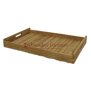 Plateau en bois naturel minimaliste moderne pour le service et le rangement à la maison dans la cuisine ou la table. - Product Image 3