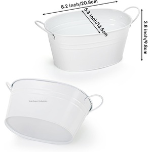 Macetas de flores con revestimiento blanco de Metal de forma ovalada con asas para el hogar, jardín, Patio, macetas decorativas con flores frescas - Product Image 4