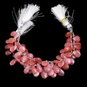 Rodocrosita AAA 8x13mm-9x14mm Cuentas Briolette de pera Lisa Cuentas de piedras preciosas semipreciosas de Rodocrosita natural para la fabricación de joyas - Product Image 1