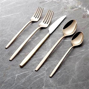 Poignée faite à la main ustensiles de cuisine Design poignée torsadée en acier inoxydable fini cuivre ensemble de couverts - Product Image 2