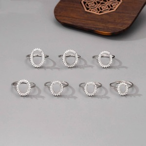 2025 delicado anillo de ajuste en blanco de circón de Plata de Ley 925 DIY mujeres incrustaciones Base bisel bandeja mujeres anillo ovalado accesorios de joyería - Product Image 5
