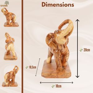Sculpture d'éléphant en bois d'olivier sculptée à la main, 20 cm, figurine d'éléphant en bois, fabriquée à la main à Bethléem - Product Image 5