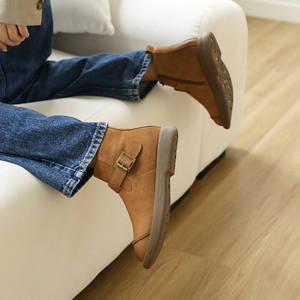 [JSHOE] Women Genuine Cowhide Buckle Ankle <b>Boots</b> 3cm Heel Suede Leather Comfort Booties Side Zipper Fall Winter Casual Wear - Product Image 2