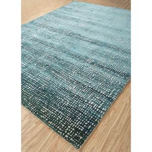 Alfombra Kavi Verde de Lana y Seda de Bambú Anudada a Mano, Diseño Teoría del Caos, Patrón Abstracto Rectangular para Sala de Estar, 10 mm de Grosor - Product Image 2