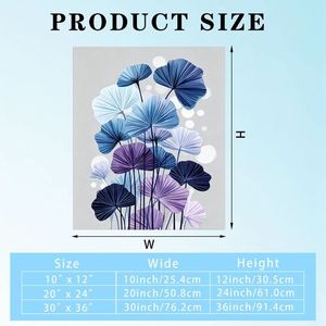 Modern Blue Purple Gradient Foliage <b>Canvas</b> Print Wall Art No <b>Frame</b> Rectangle Medium Size Home Decoration Plant Design - Product Image 5