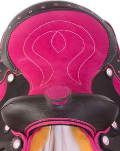 Selle de cheval adulte occidentale synthétique en cuir léger pour sports équestres - Product Image 4