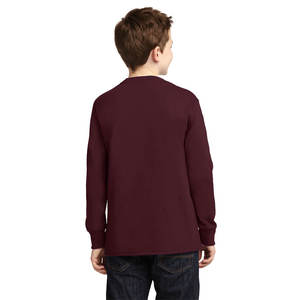 T-shirt à manches longues décontracté pour jeunes gris chiné 100% coton T-shirt à manches longues confortable - Product Image 5