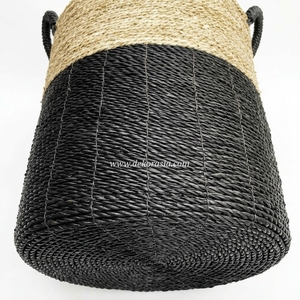 Set 2 Colorful Natural <b>Seagrass</b> <b>Storage</b> <b>Baskets</b> Rope Handles Eco-Friendly Multifunction Woven Household <b>Storage</b> Home Decor - Product Image 2