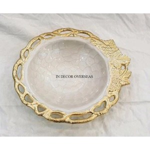 Fantaisie Unique Designer Antique Blanc Et Plaqué Or Fruits Et Autres Articles Bol De Service Pour La Maison Et Les Hôtels De Fournisseur Indien - Product Image 1