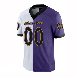 Camiseta de fútbol americano de último diseño, color blanco y morado con nombre y número de equipo personalizados, camiseta de malla de fútbol americano - Product Image 1