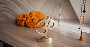 2 Inch Gold Metal Statue Brass Hindu Religious Symbol 'Om' Idol Car Dashboard <b>Mandir</b> Pooja Murti Home Decor Office Showpiece - Product Image 2