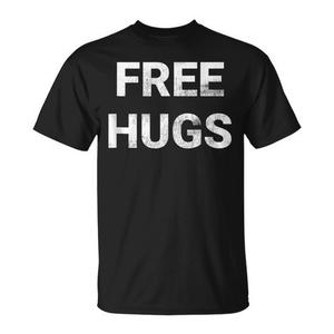 Maglietta Free Hugs nera unisex per adulti taglia media, maglietta promozionale - Product Image 1