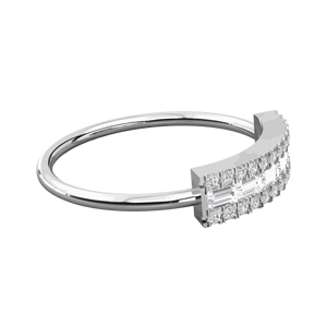 Anillo de Boda con Halo de Diamantes en Corte Baguette y Redondo para Ella - Product Image 2