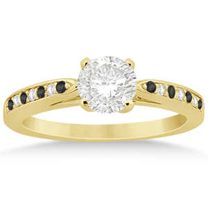 Bague de fiançailles en or jaune 14 carats avec diamant noir et blanc de 0,26 ct - Product Image 1