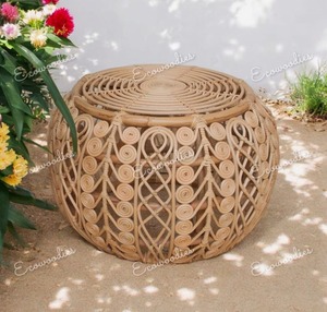 Meubles durables uniques Table basse en rotin élégant tabourets pouf en bambou meubles en bambou pour Console d'incrustation d'os de jardin - Product Image 4