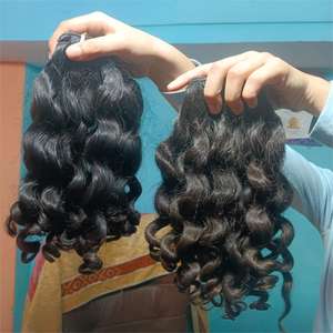 Paquets de cheveux humains indiens vierges naturels non traités bouclés à double trame pour femmes noires en gros - Product Image 5