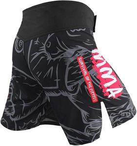 Pantalones cortos de lucha MMA impresos personalizados de primera calidad al por mayor 2025 OEM/ODM disponibles antiolor que absorbe la humedad 100% poliéster - Product Image 5