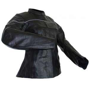 Chaqueta con cuello levantado de piel de oveja auténtica para mujer, estilo motorista, forro de satén, transpirable, diseño personalizado, cremallera - Product Image 3