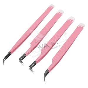 Juego de pinzas para pestañas Innovamed Diamond Grip Pink, pinzas para pestañas ligeras clásicas y voluminosas con punta puntiaguda de precisión - Product Image 1