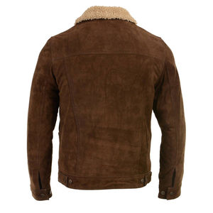 Veste en cuir suédé vintage pour homme, vêtement d'hiver de haute qualité, doublure en satin de soie enduite, logo avant de moto - Product Image 6