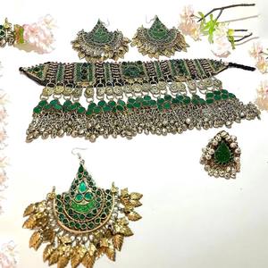 สร้อยคอผู้หญิงงานปาร์ตี้ ดีไซน์เรขาคณิตประดับเพชร ทำมือ งานศิลปะแบบดั้งเดิมของชาวอัฟกานิสถาน ชุบเงินโบราณ ประดับลูกปัด ทันสมัย - Product Image 3