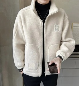 Veste d'hiver en polaire pour homme, couleur unie, ample, chaude, col montant, style streetwear - Product Image 4