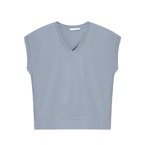 Camiseta extragrande con cuello en V de algodón 220 GSM 100% para mujer, Camiseta corta informal ajustada transpirable ecológica con patrón estampado todo - Product Image 5