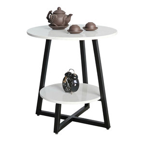 Modern Two-Tiered <b>Sofa</b> Side <b>Table</b> Stone Top Durable Convertible Farmhouse Living Room Furniture Storage Use for Entry-SST024 - Product Image 1